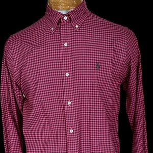 POLO RALPH LAUREN CLASSIC FIT NAVY/RED CHECK PATTER BUTTONDOWN SHIRT MEDIUM